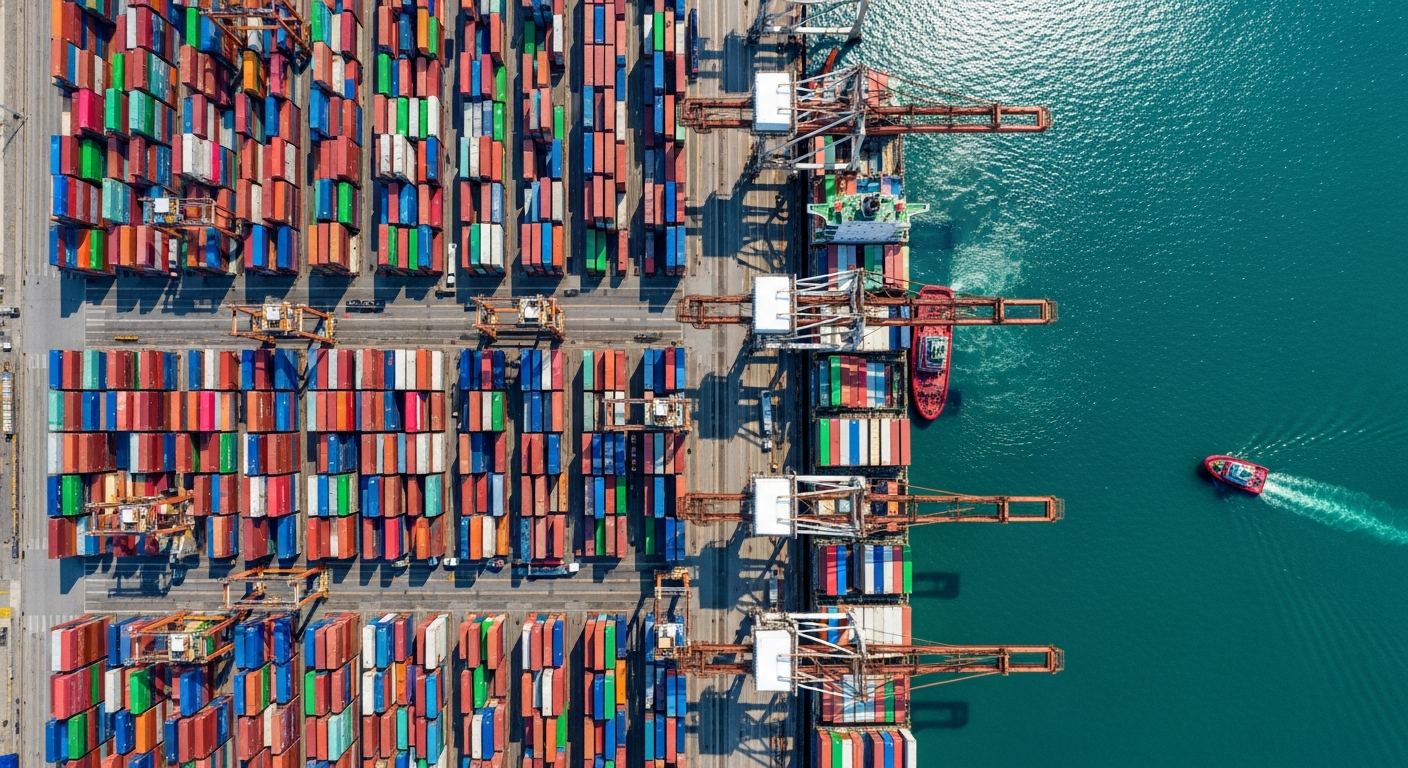 Container port aerial view